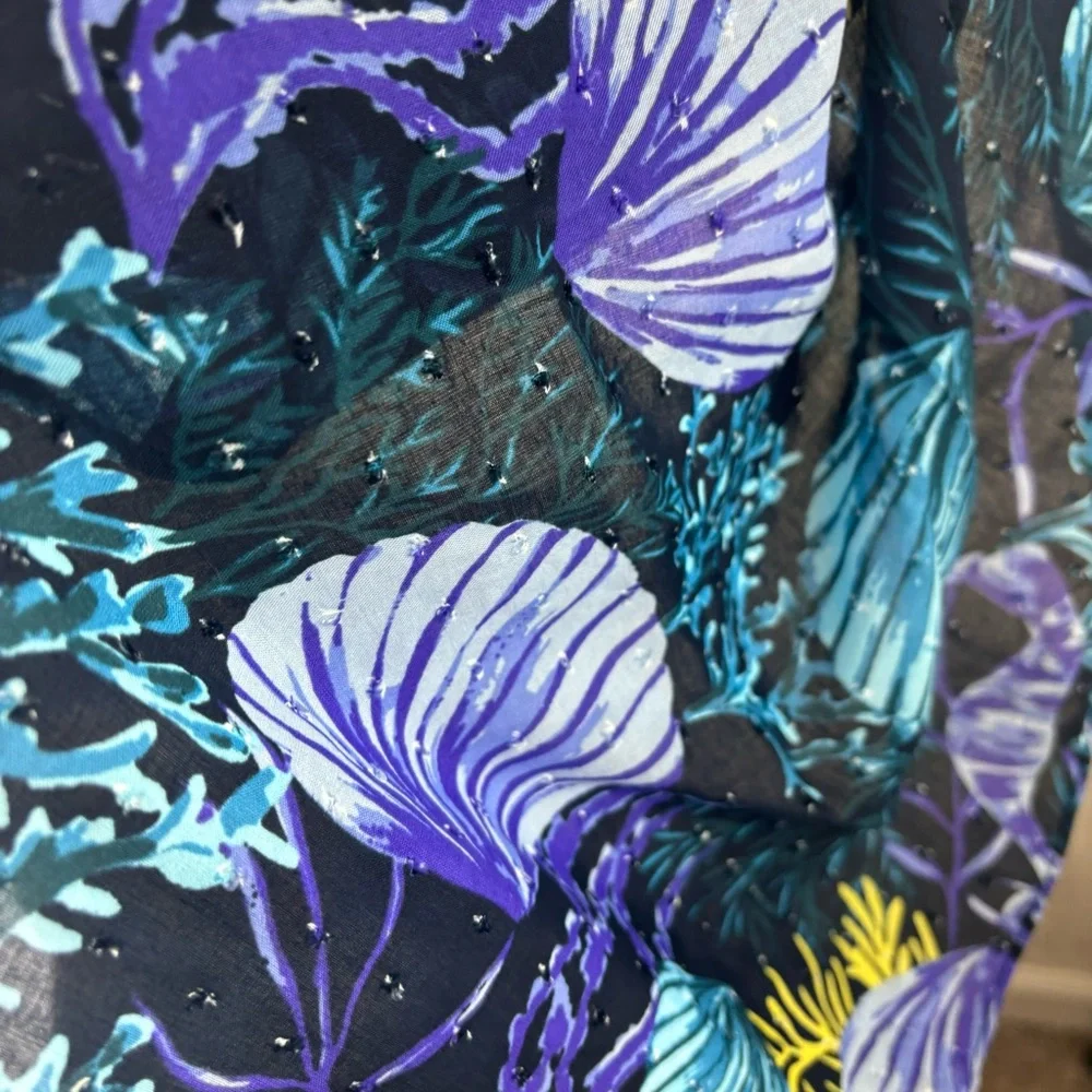 Jason Wu/QVC tropic beach print scarf-blues/purple